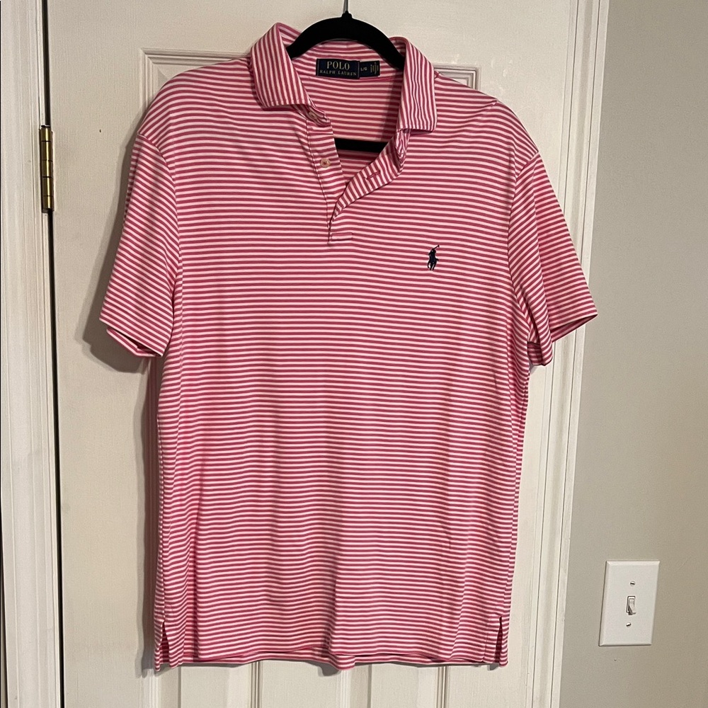 Polo by Ralph Lauren Men's Red and White Striped Polo Shirt